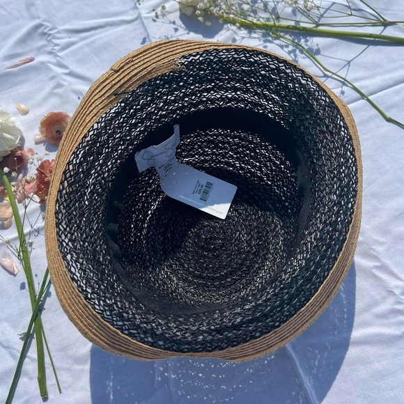 Straw hat black and tan Jessica Simpson with bow fedora - Picture 3 of 3